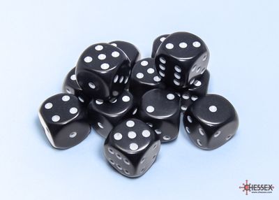 Opaque 16mm d6 Black/white Dice Block™ (12 dice)