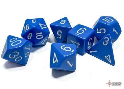 Opaque Polyhedral Blue/white 7-Die Set