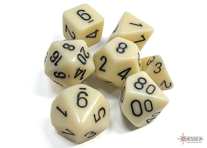 Opaque Polyhedral Ivory/black 7-Die Set