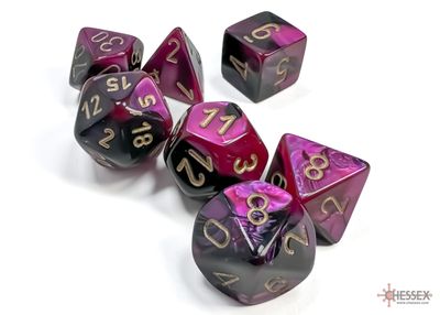 Gemini® Polyhedral Black-Purple/gold 7-Die Set
