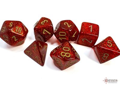 Glitter Polyhedral Ruby/gold 7-Die Set
