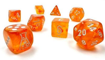 Borealis® Polyhedral Blood Orange/white Luminary™ 7-Die Set +