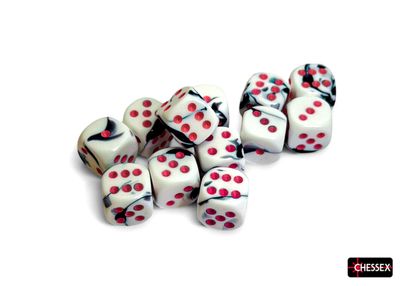 Gemini® 16mm d6 Black-White/pink Dice Block™ (12 dice)