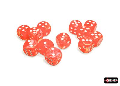 Festive® 16mm d6 Dahlia/white Luminary™ Dice Block™ (12 dice)