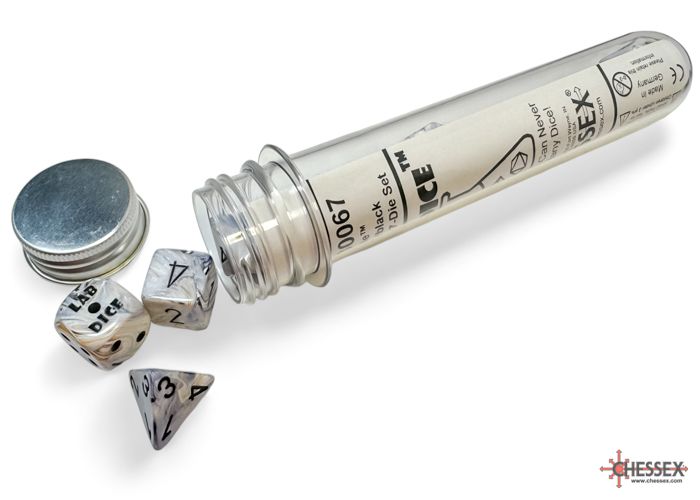 Marble Polyhedral Calcite™/black 7-Die Set +