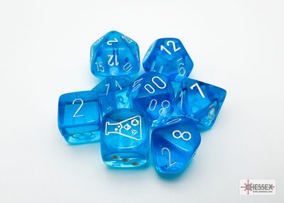 Translucent Polyhedral Tropical Blue/white 7-Die Set +
