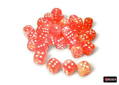 Festive® 12mm d6 Dahlia/white Dice Block™ (36 dice)