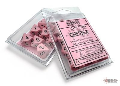 Opaque Black/pink Set of Ten d10s