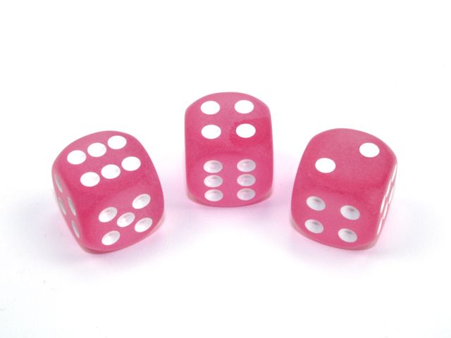 Frosted™ 16mm d6 Pink/white Dice Block™ (12 dice)