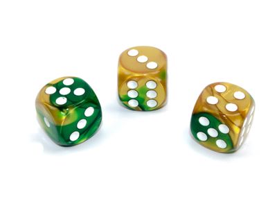Gemini® 16mm d6 Gold-Green/white Dice Block™ (12 dice)