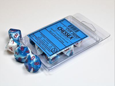 Gemini Astral Blue-White/red Set of Ten d10s
