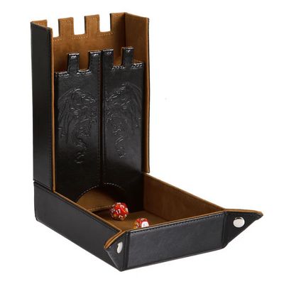 Forged Draco Castle Dice Tower & Tray Brown