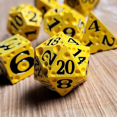 Cheese Black Number Metal RPG Dice Set of 7