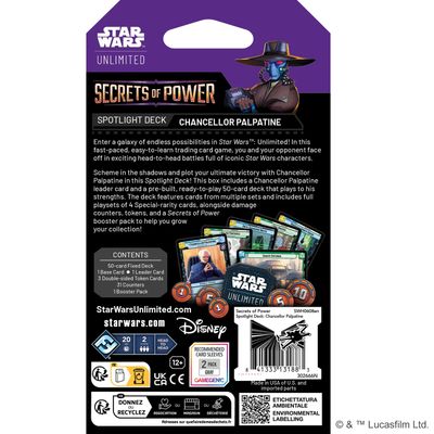 Star Wars Unlimited Secrets of Power Spotlight Deck Chancellor Palpatine
