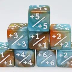 Dice Counters +1/+1 Blue & Gold Counters for Magic - Set of 8