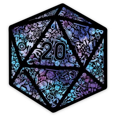 Mosaic D20 Waterproof Die Cut Vinyl Sticker Mosaic D20 Waterproof Die Cut Vinyl Sticker