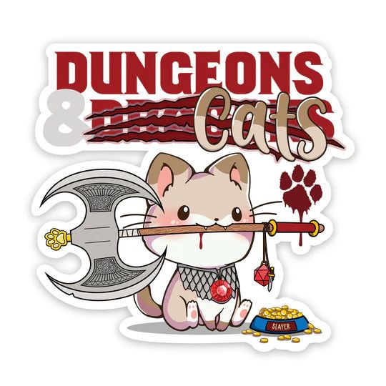Dungeons & Cats Waterproof Die Cut Vinyl Sticker
