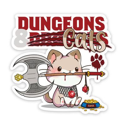 Dungeons & Cats Waterproof Die Cut Vinyl Sticker Dungeons & Cats Waterproof Die Cut Vinyl Sticker
