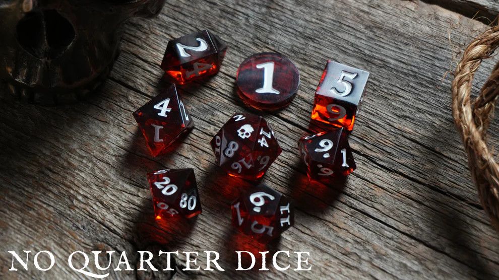 No Quarter Dice Set 12pc Red/White