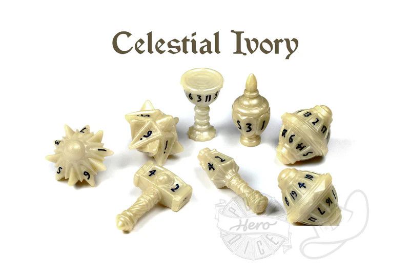 PolyHero Cleric 8 Dice Set Celestial Ivory
