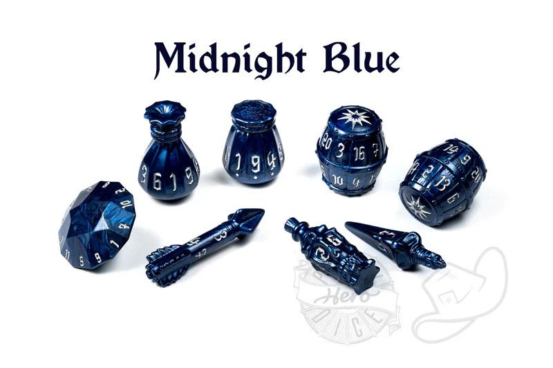 PolyHero Rogue 8 Dice Set Midnight Blue