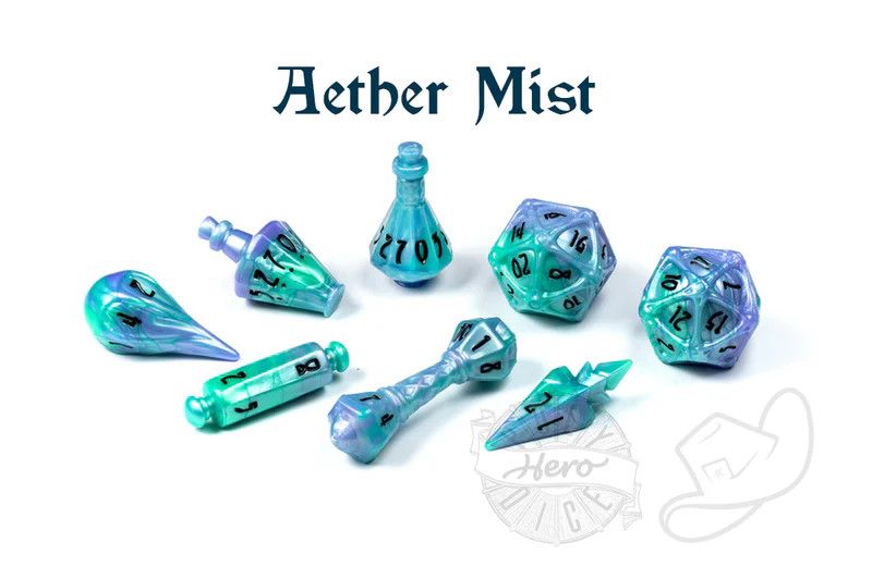 PolyHero Wizard 8 Dice Set Aether Mist