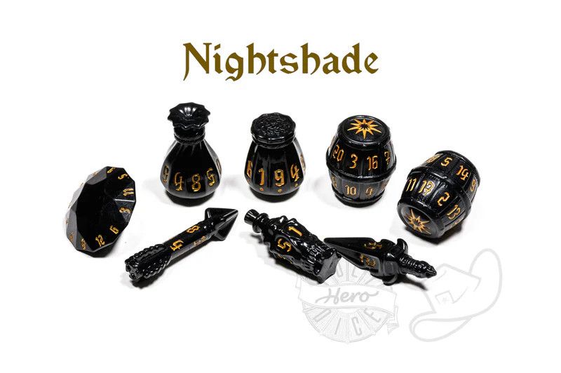 PolyHero Rogue 8 Dice Set Nightshade