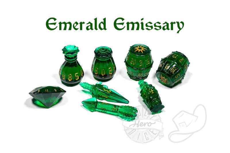 PolyHero Rogue 8 Dice Set Emerald Emissary