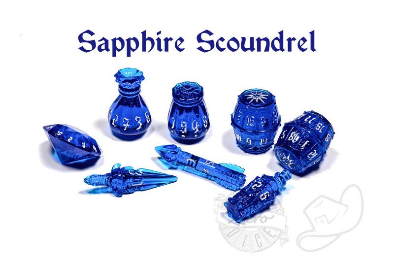 PolyHero Rogue 8 Dice Set Sapphire Scoundrel