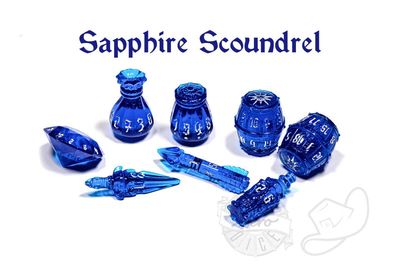 PolyHero Rogue 8 Dice Set Sapphire Scoundrel PolyHero Rogue 8 Dice Set Sapphire Scoundrel
