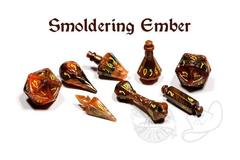 PolyHero Wizard 8 Dice Set Smoldering Ember
