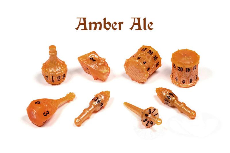 PolyHero Bard 8 Dice Set, Color: Amber Ale