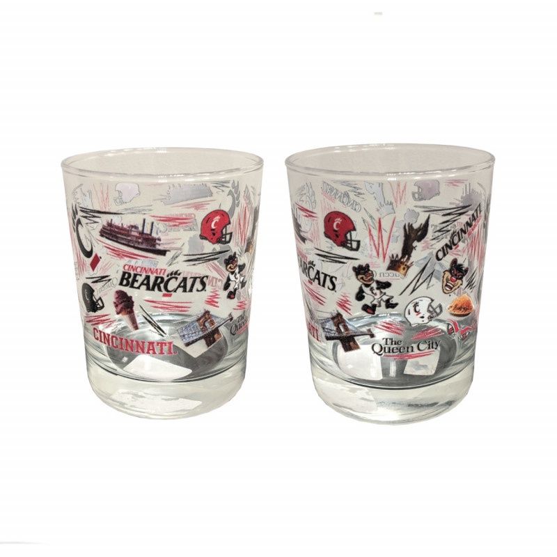 Cincinnati All Over Design Rocks Glass