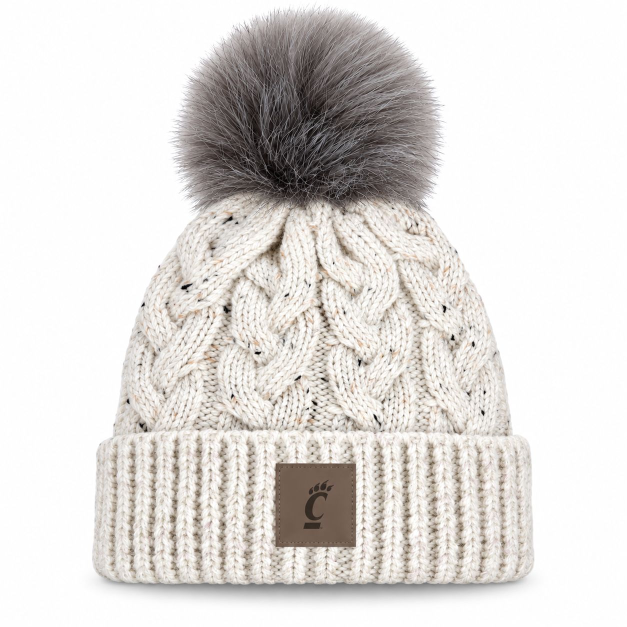 Ahead Cincinnati Bearcats Oatmeal Speckled Cable Knit Pom Beanie