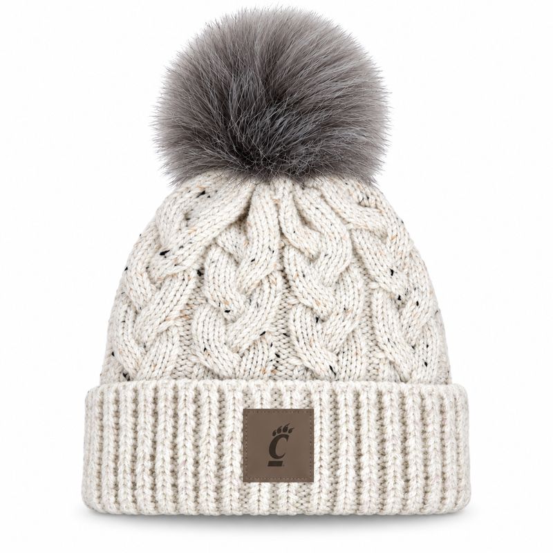 Ahead Cincinnati Bearcats Oatmeal Speckled Cable Knit Pom Beanie