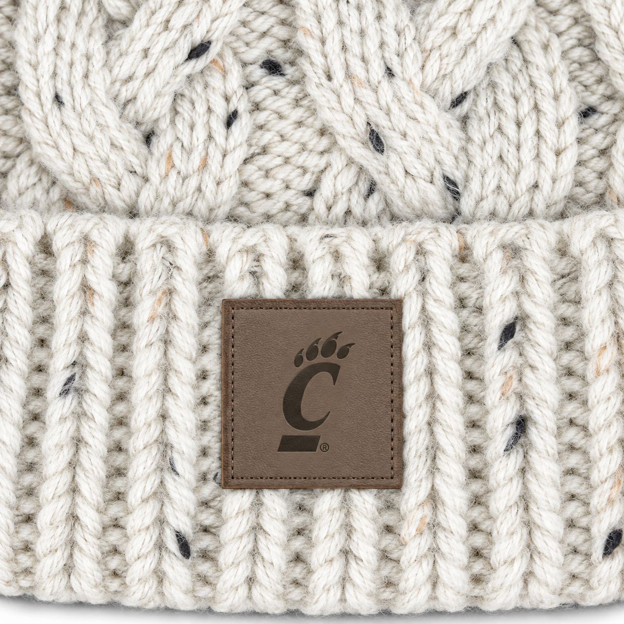 Ahead Cincinnati Bearcats Oatmeal Speckled Cable Knit Pom Beanie