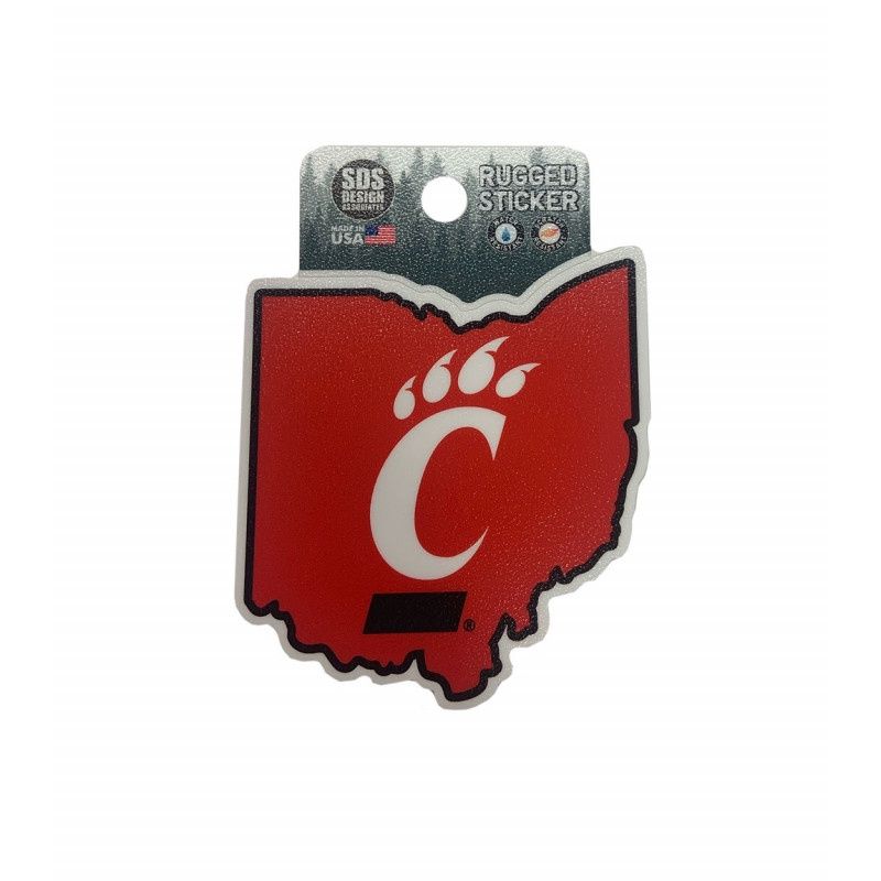 C-Paw In State-Red Rugged Sticker