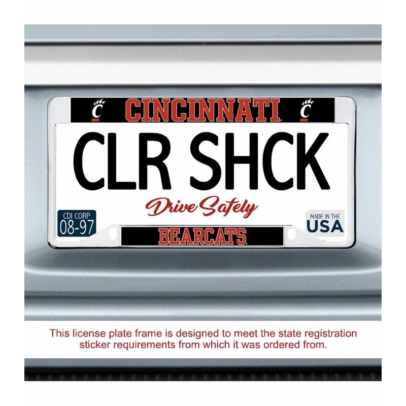 Cincinnati Bearcats Black License Plate Frame Dual C-Paws Logo