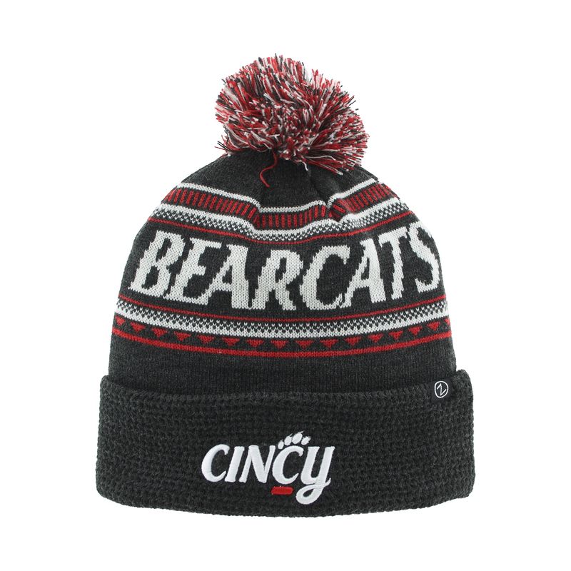 Black knit-in pom script Cincy