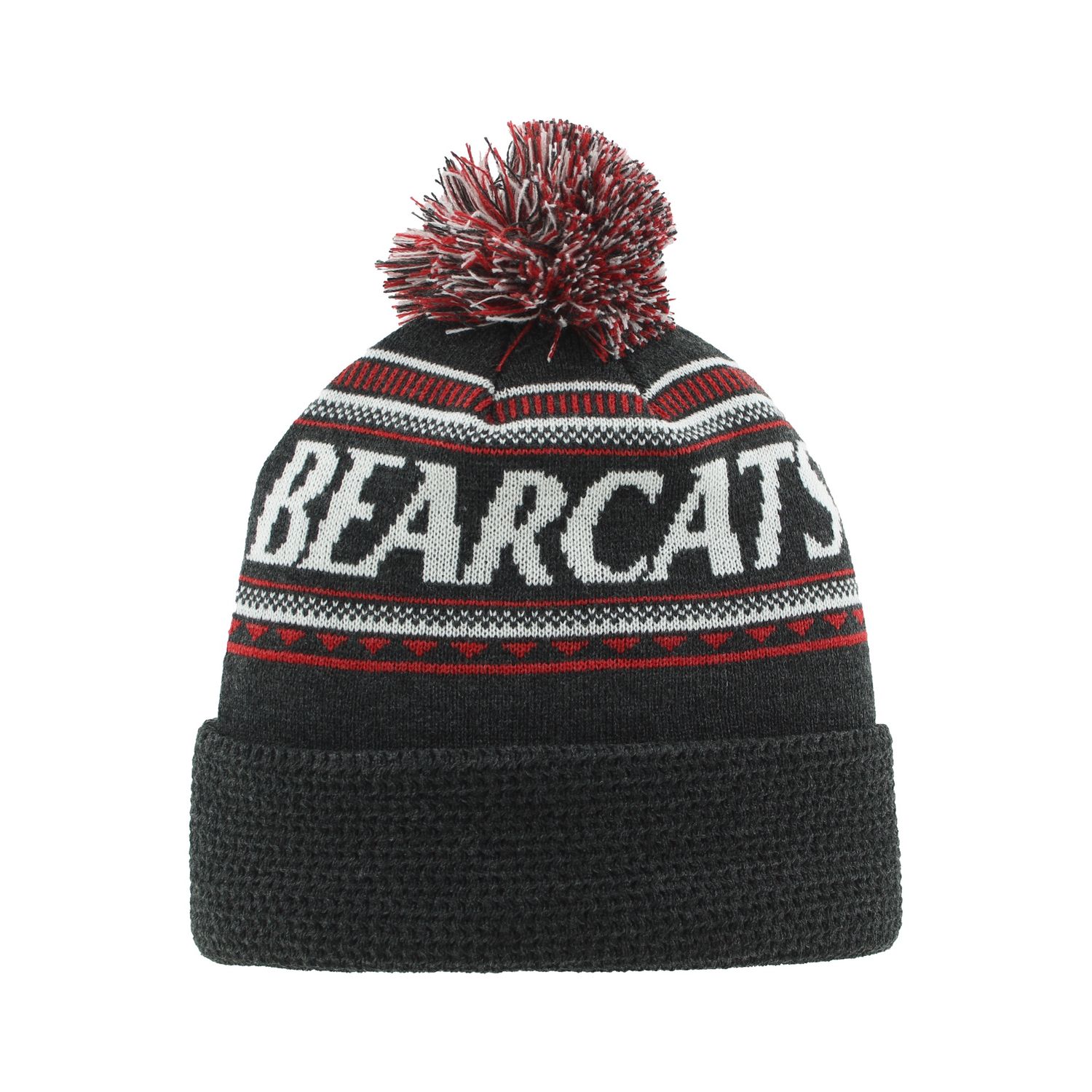 Black knit-in pom script Cincy