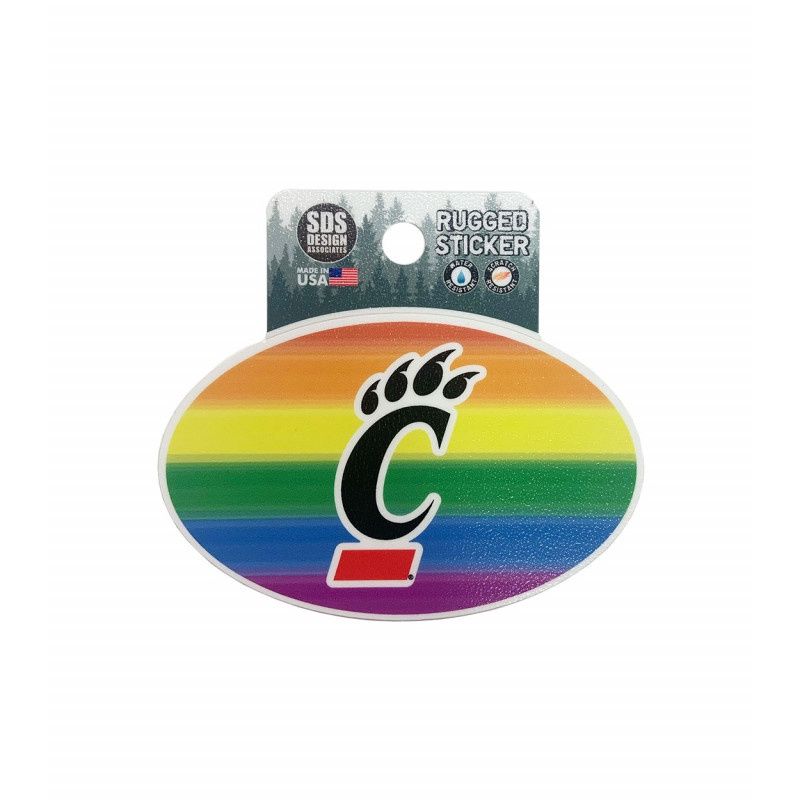 C-Paw Rainbow Oval Rugged Sticker