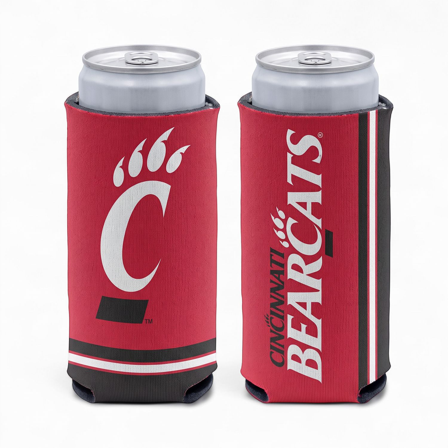 Cincinnati Bearcats C-Paw Striped 12oz Slim Can Cooler