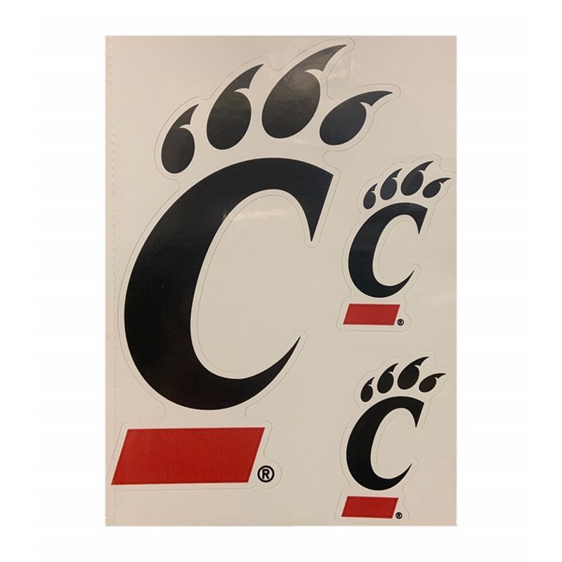 Cincinnati Bearcats C-Paw Decal 3 Pack