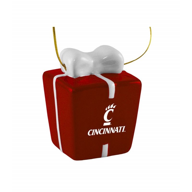 Cincinnati Bearcats Ceramic 3D Present Ornament