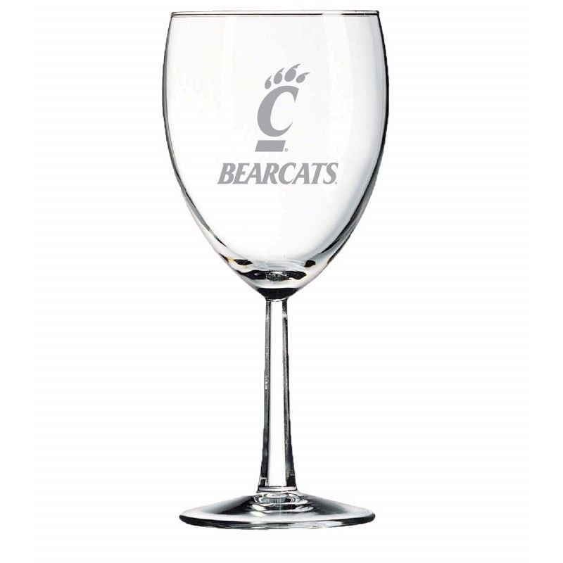 Cincinnati Bearcats Etched Wine Glass