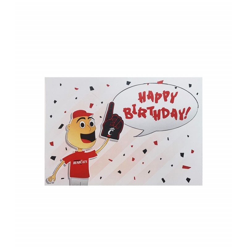 Cincinnati Bearcats Fan with Foam Finger Birthday Card