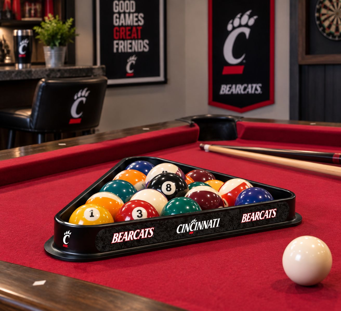 University of Cincinnati Bearcats Pool Ball Racking Triangle