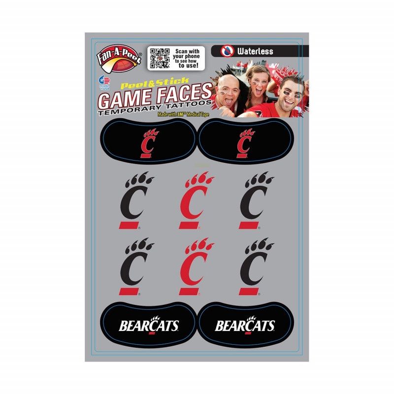 Cincinnati Bearcats Logo Temporary Stick-on Face Tattoos