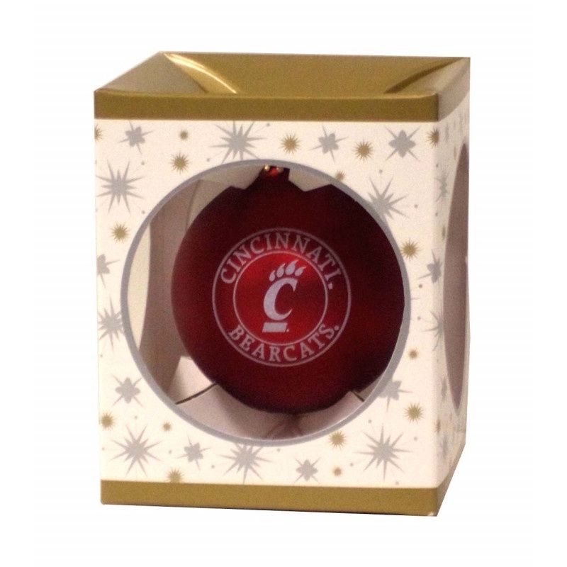 Cincinnati Bearcats Matte Glass Ball Holiday Ornament