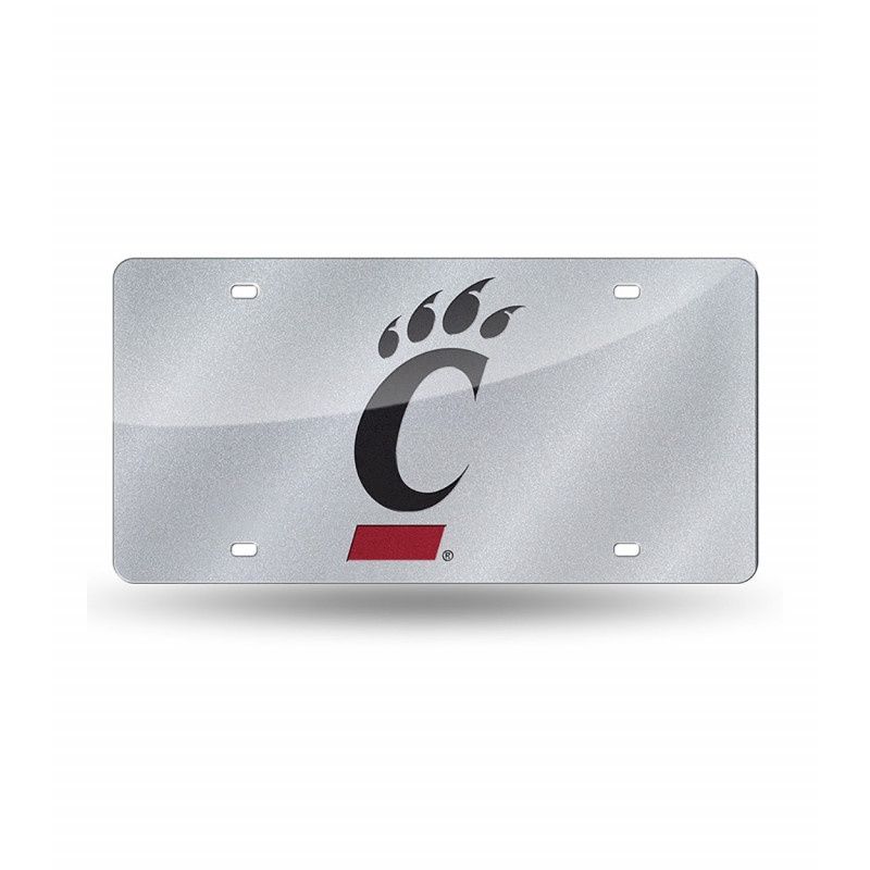 Cincinnati Bearcats Mirrored License Plate with C-Paw